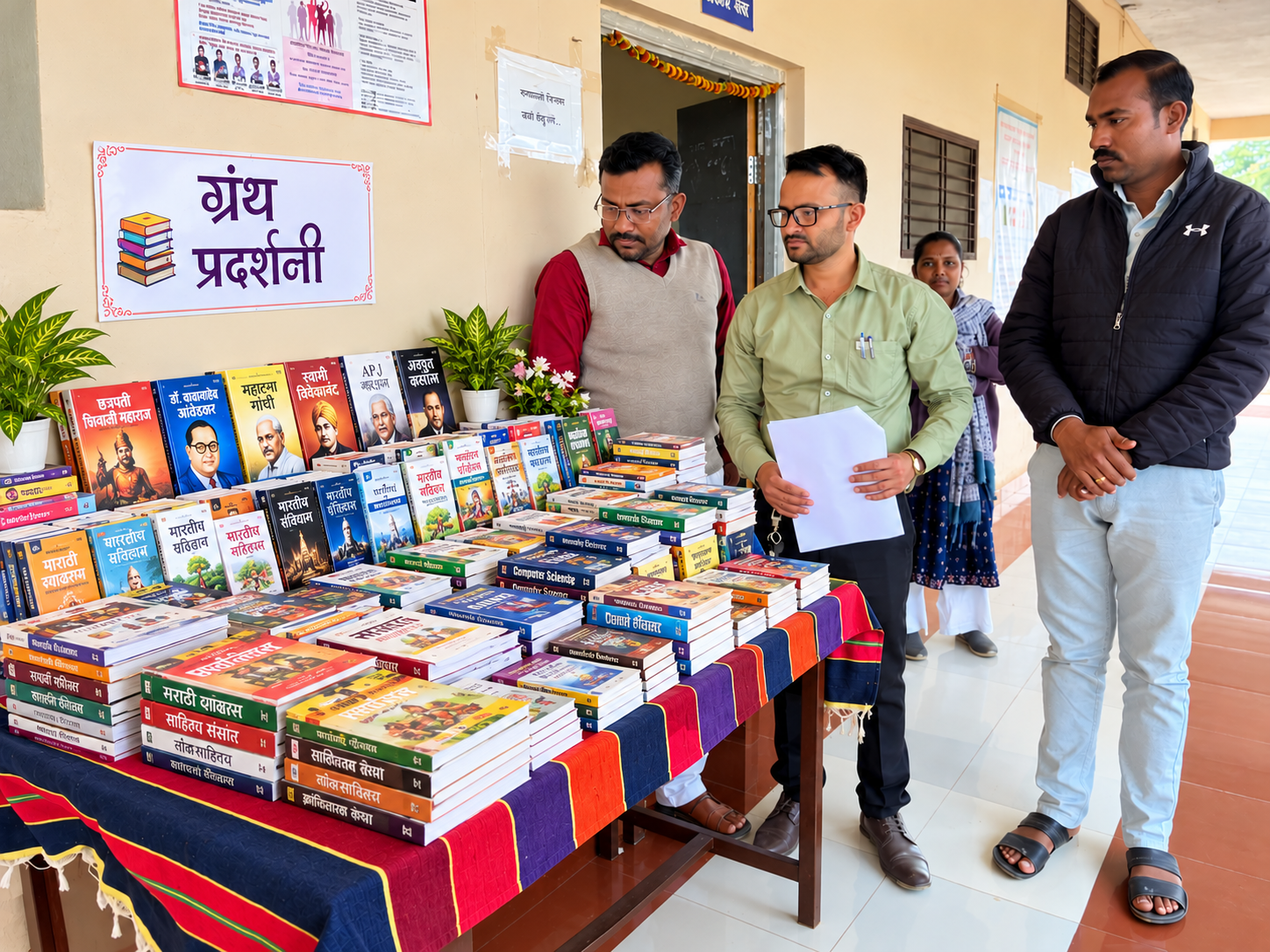 Faculty members at the Granth Pradarshani book exhibition