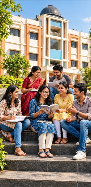 Students of Abhinav Mahavidyalaya, Buldhana studying on campus